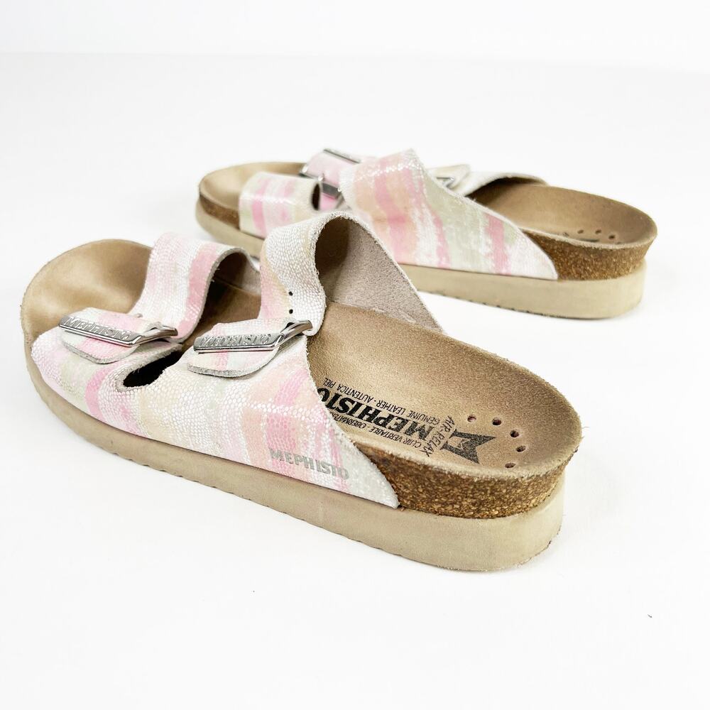 Mephisto womens Hester multicolor rainbow stripe leather sandal Size 38 or 8 - Picture 2 of 9